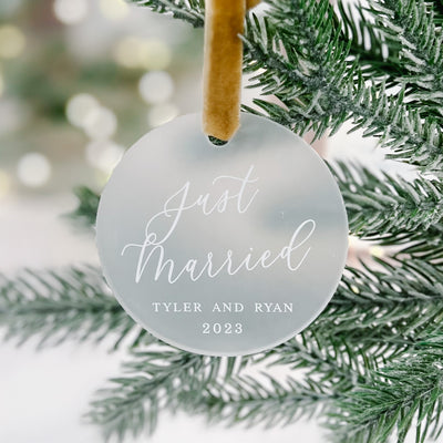 Just Married Christmas Ornament - Barn Street Designs