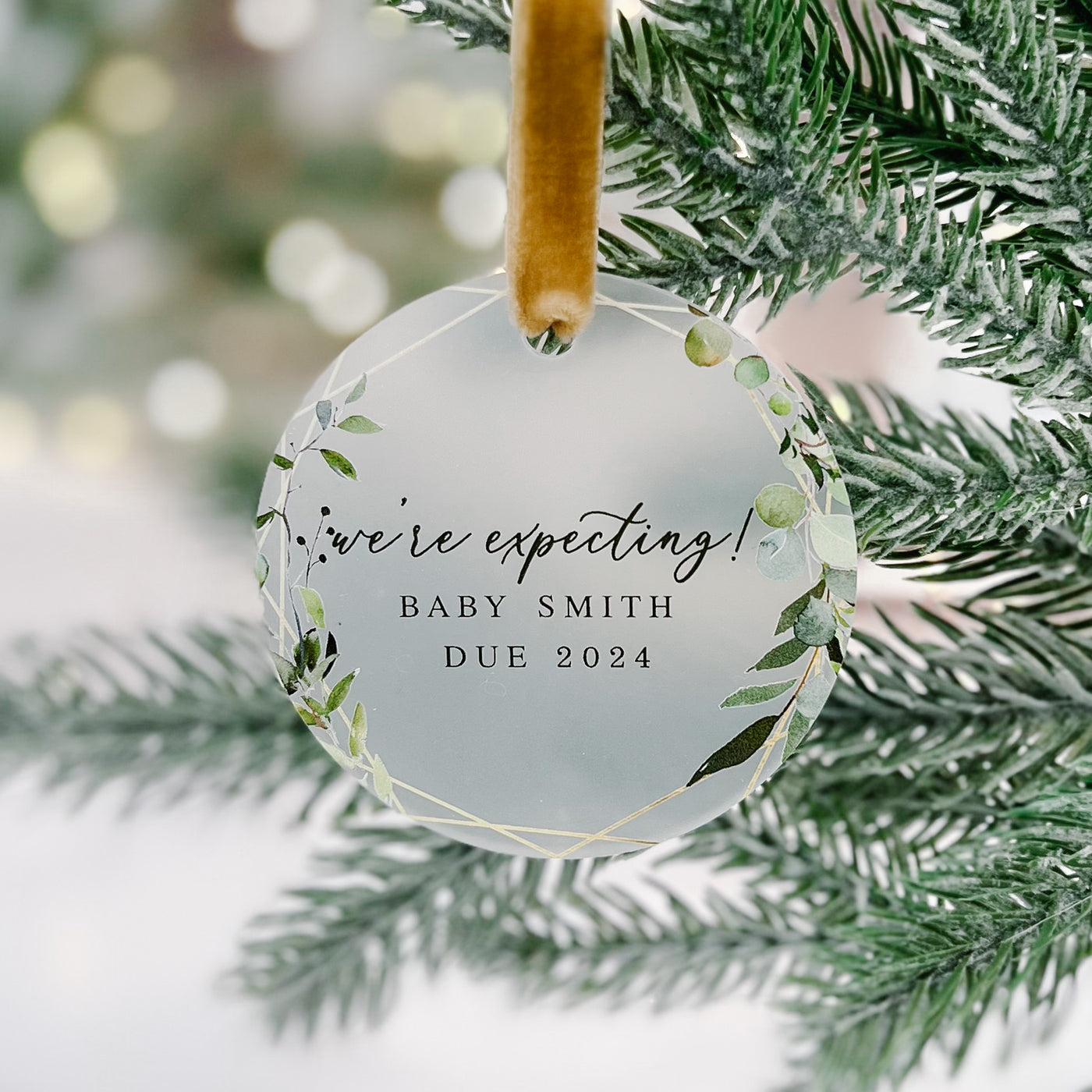 We're Expecting Christmas Ornament - Greenery - Barn Street Designs