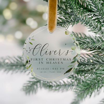 First Christmas in Heaven Memorial Ornament - Greenery - Barn Street Designs