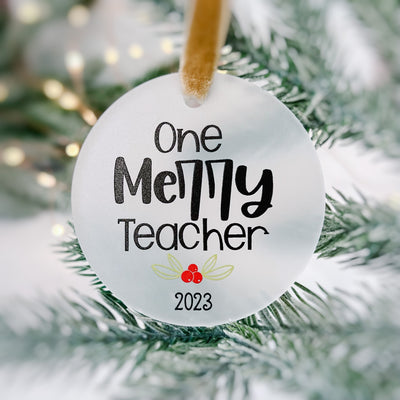 One Merry Teacher Christmas Ornament - Barn Street Designs