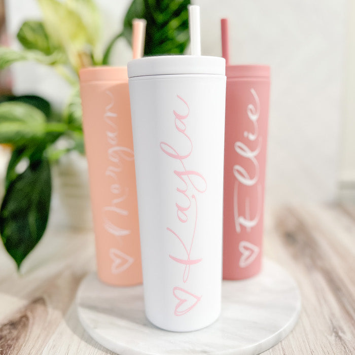 personalized skinny matte tumbler | name