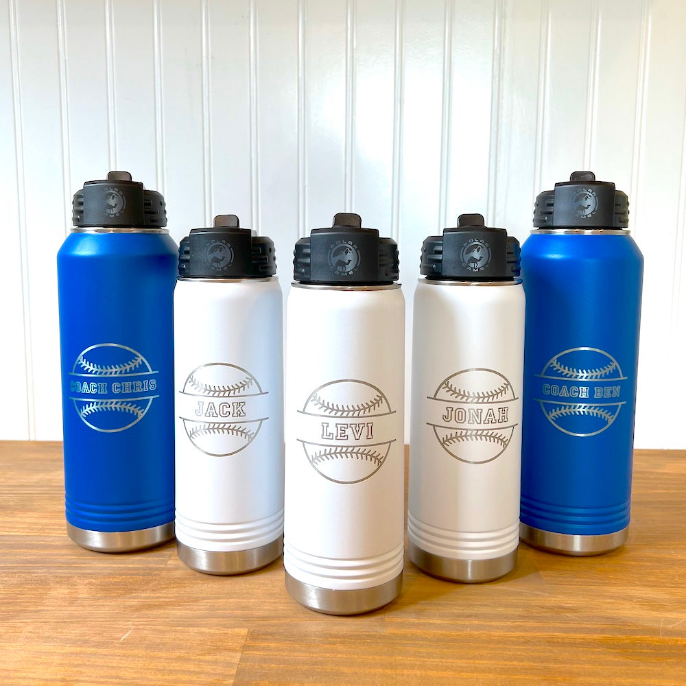 Basketball Design Water Bottle - Laser Engraved (Etched)