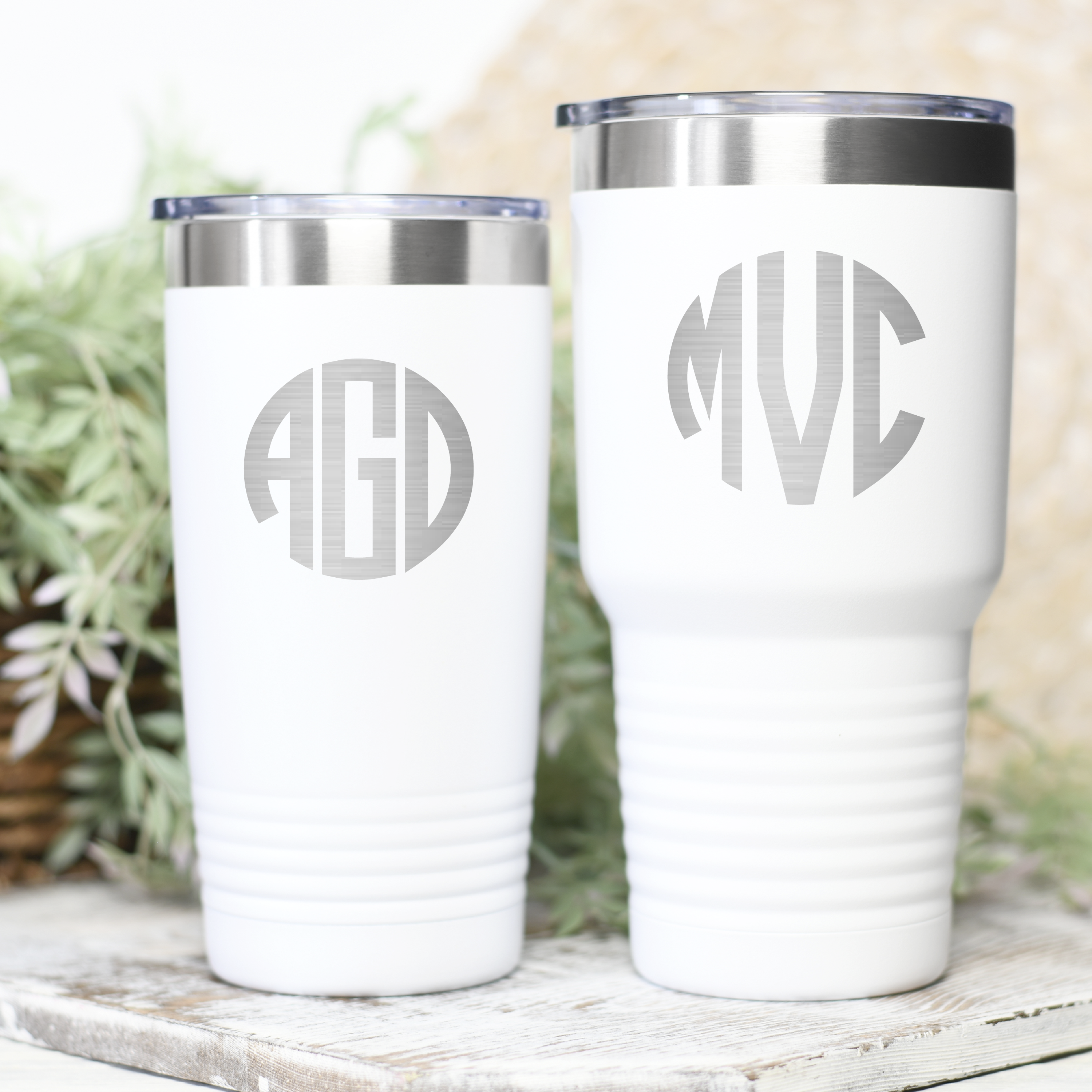 Script Monogram 30 oz Colored Coffee Tumbler w/Clear Lid