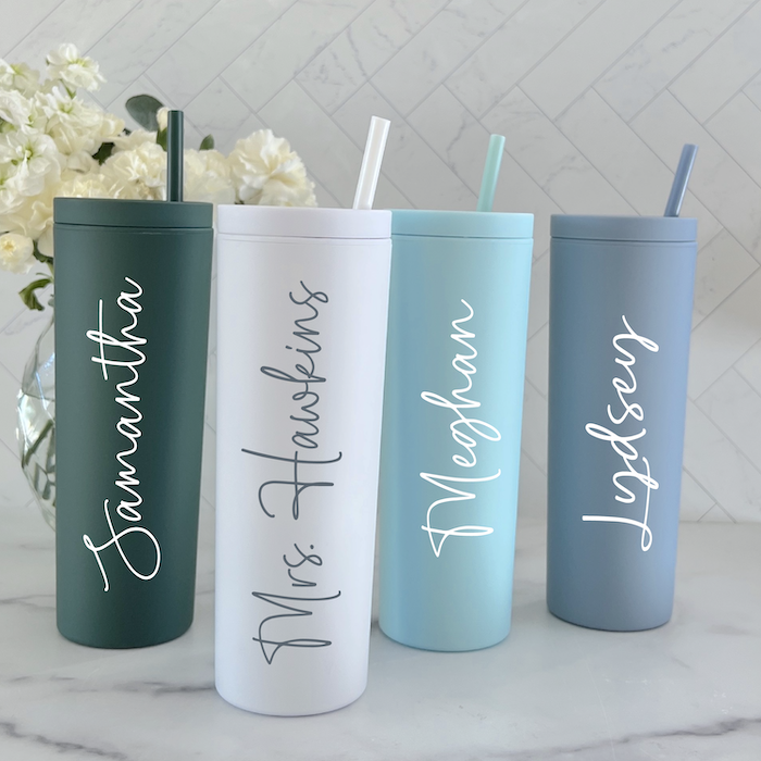 Personalized Initial on Clear Acrylic Tumbler with Straw – SheltonShirts
