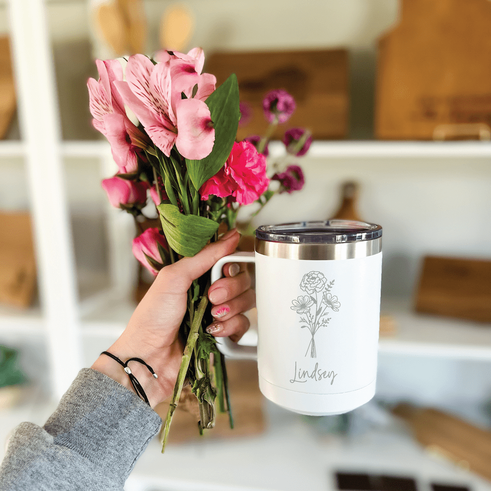 Birth Flower Personalized Coffee Tumbler