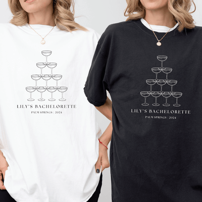 Champagne Tower Bachelorette T-Shirt - Barn Street Designs