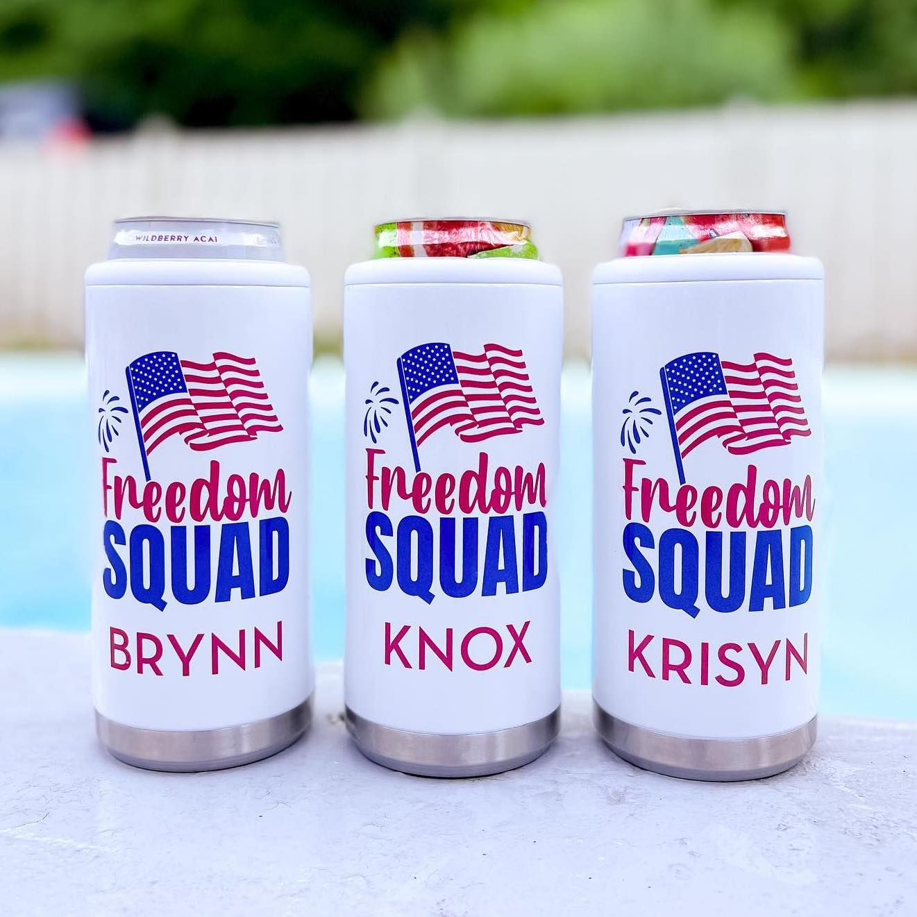 Freedom Squad Skinny Can Coolers - Barn Street Designs