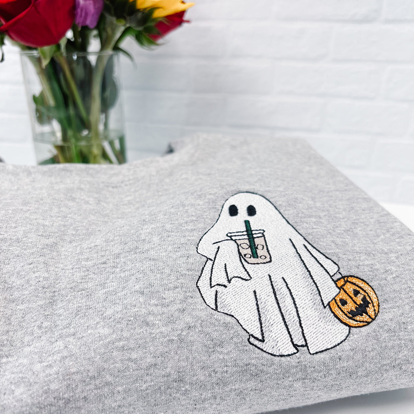 Iced Coffee Pumpkin Ghost Sweatshirt - Barn Street Designs