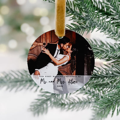 Our First Married Christmas Photo Ornament - Barn Street Designs