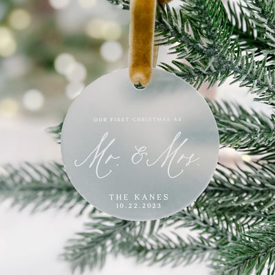 First Christmas as Mr and Mrs Ornament - Barn Street Designs