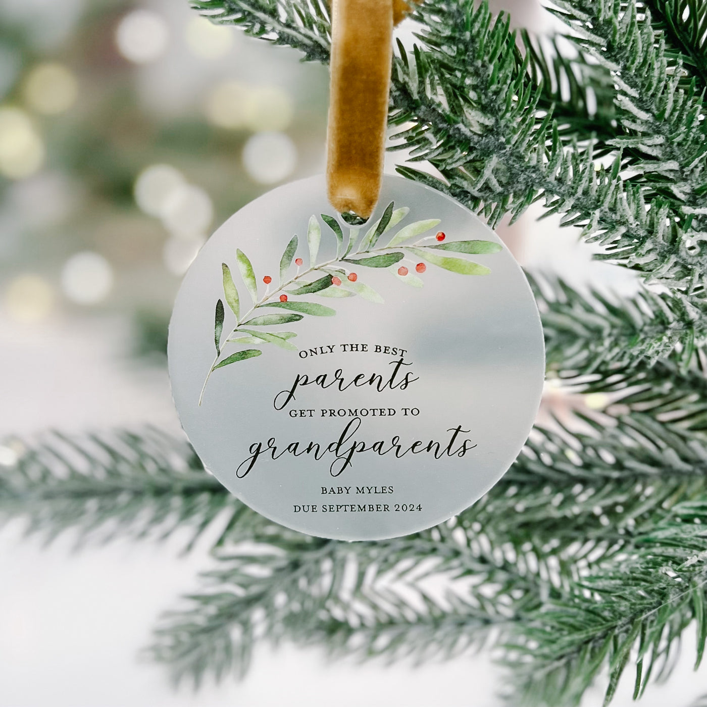 The Best Parents Get Promoted Christmas Ornament - Holly - Barn Street Designs