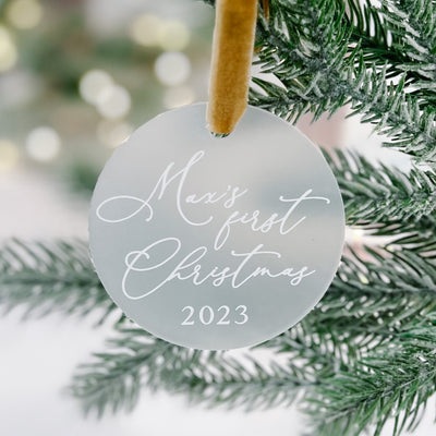 Baby's First Christmas Ornament - Calligraphy - Barn Street Designs