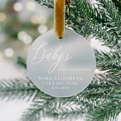 Baby's First Christmas Ornament with Birth Stats - Barn Street Designs