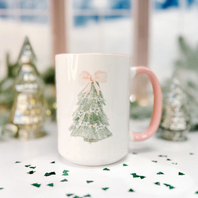 Pink Christmas Tree Coffee Cup - Barn Street Designs