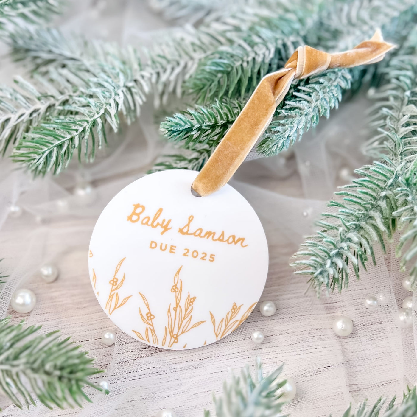 Baby Due Pregnancy Announcement Ornament