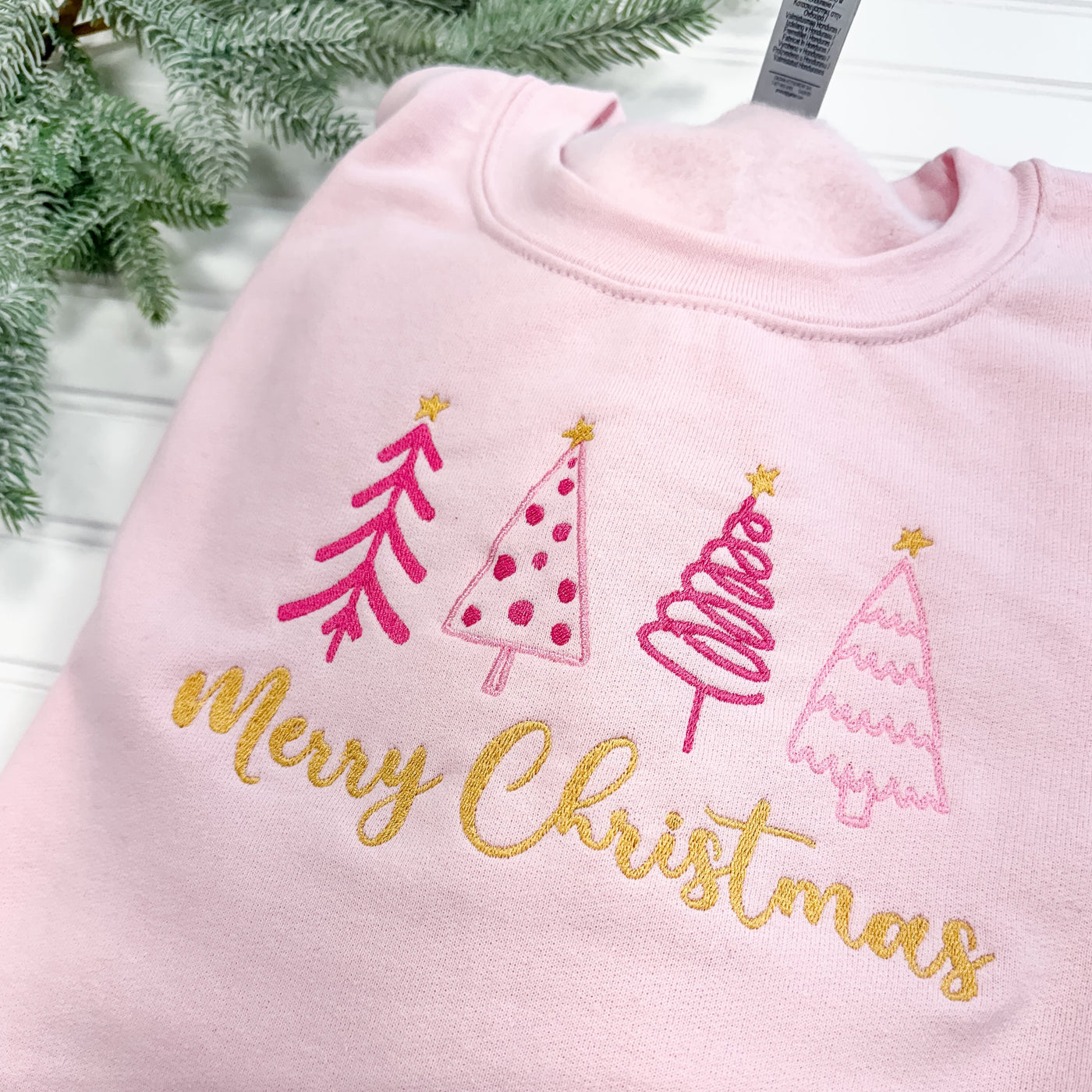 Pink Merry Christmas Trees Sweatshirt