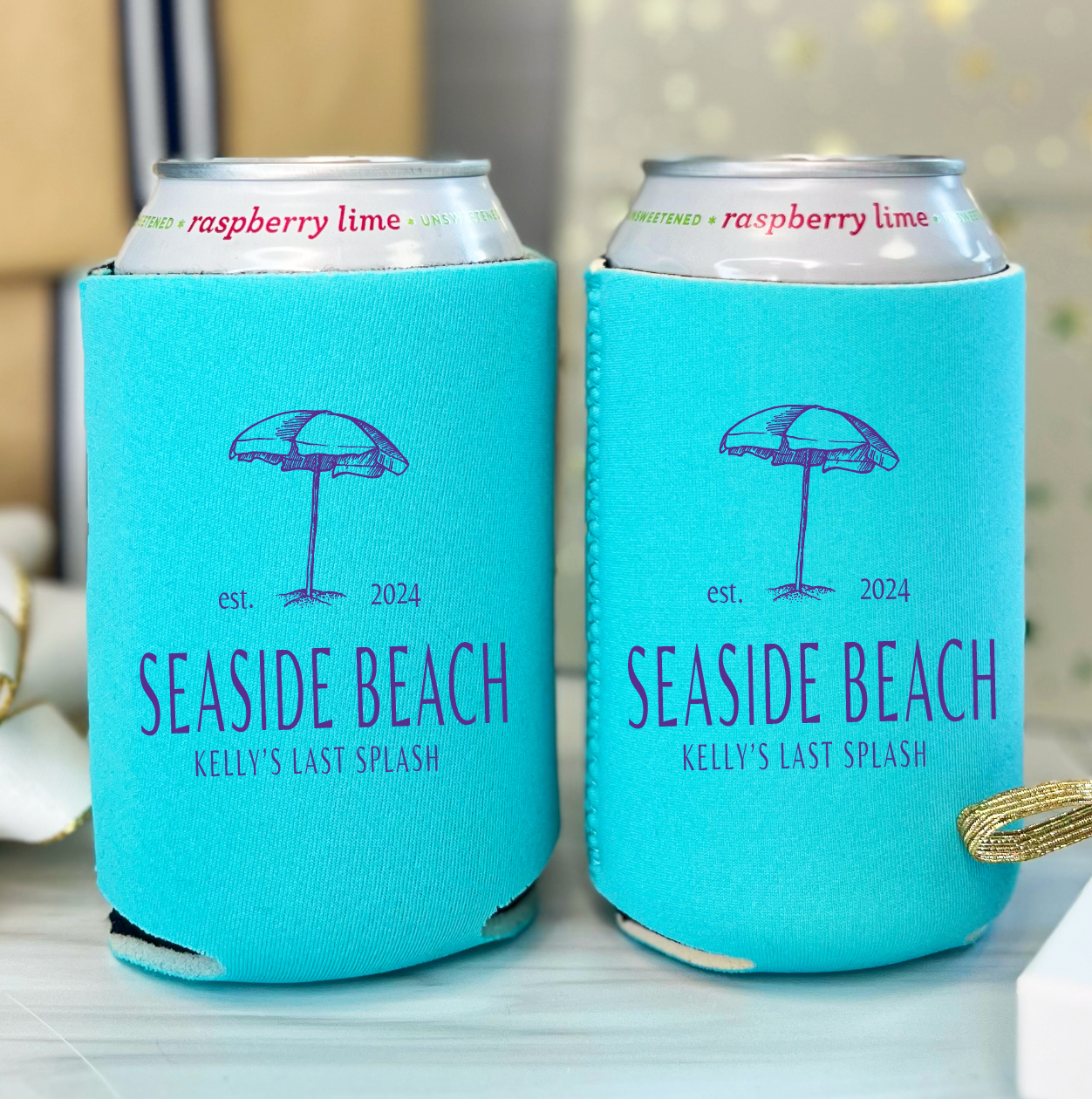 Custom Beach Location Bachelorette Can Coolers