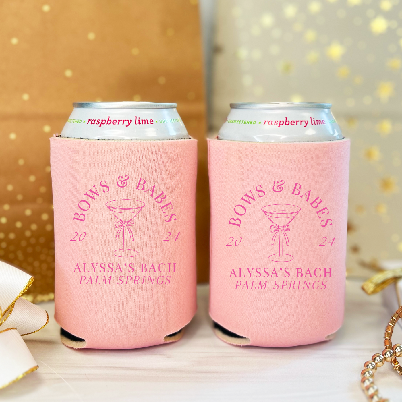 Bows and Babes Bachelorette Can Coolers