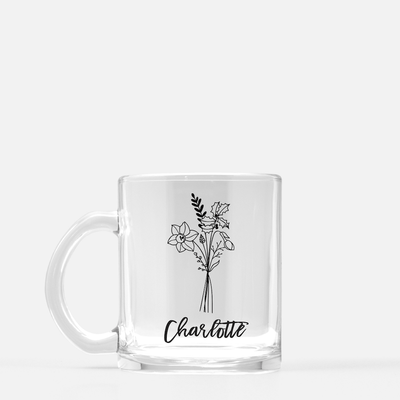 Birth Flower Glass Mug