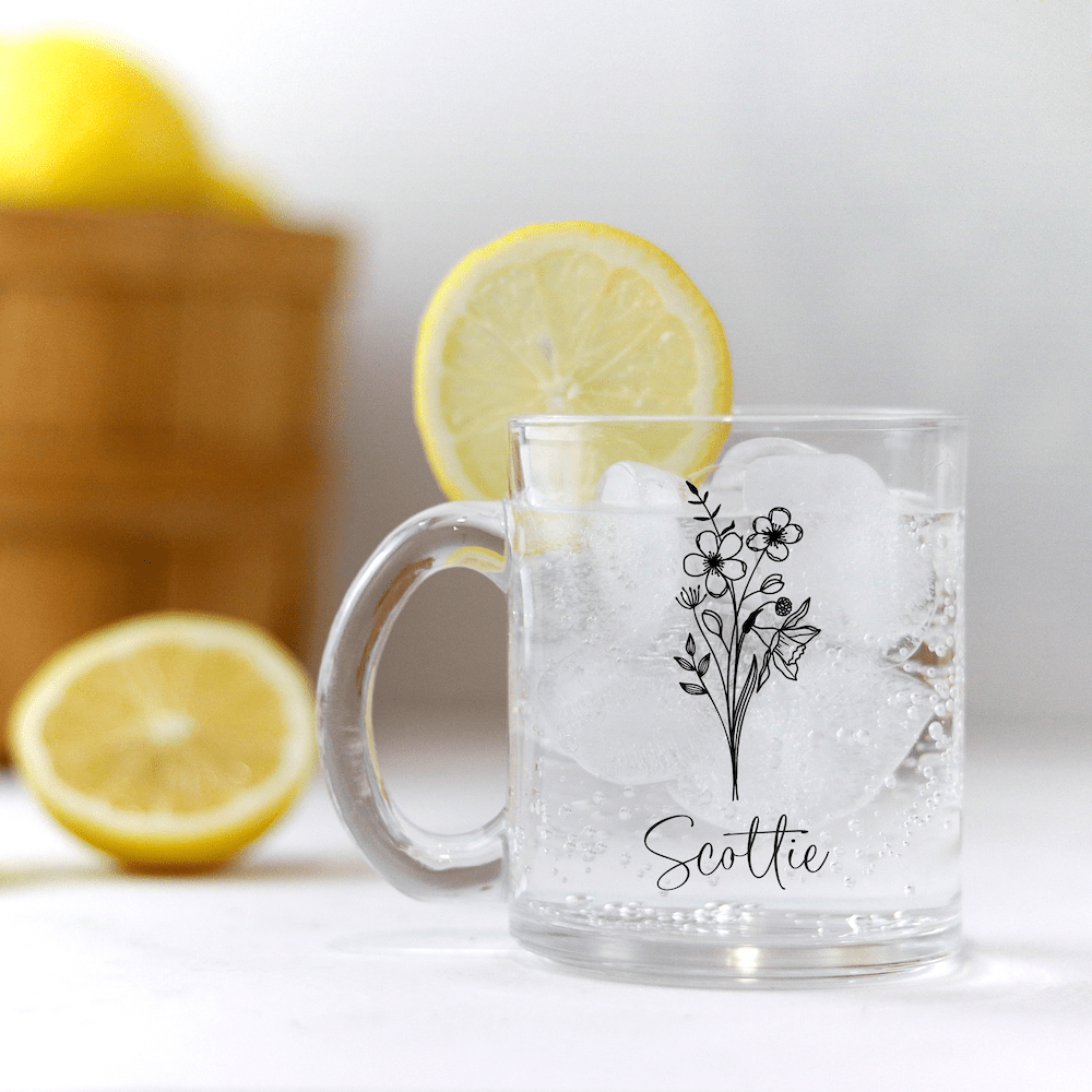 Birth Flower Glass Mug