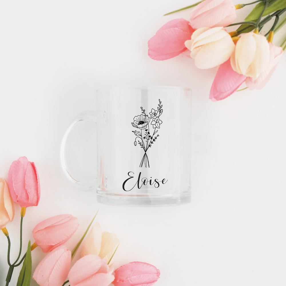 Birth Flower Glass Mug