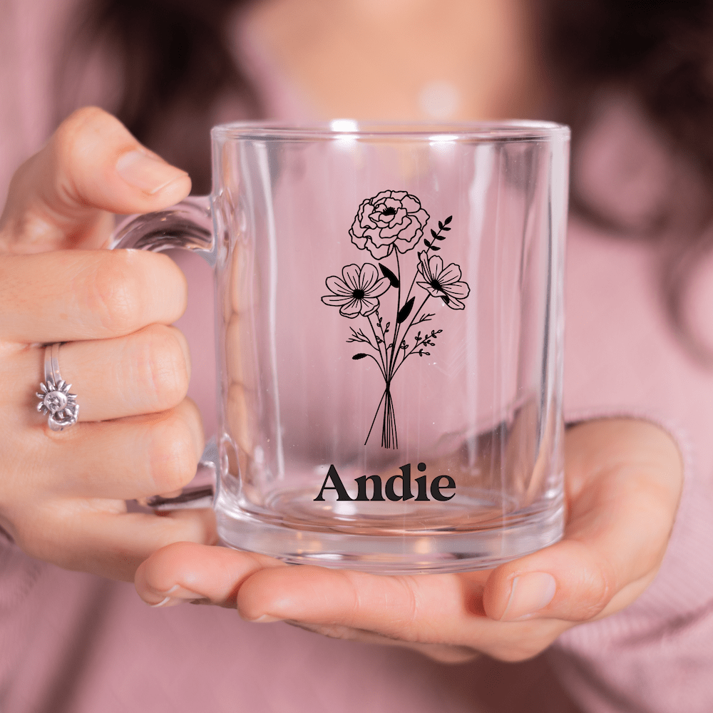 Birth Flower Glass Mug