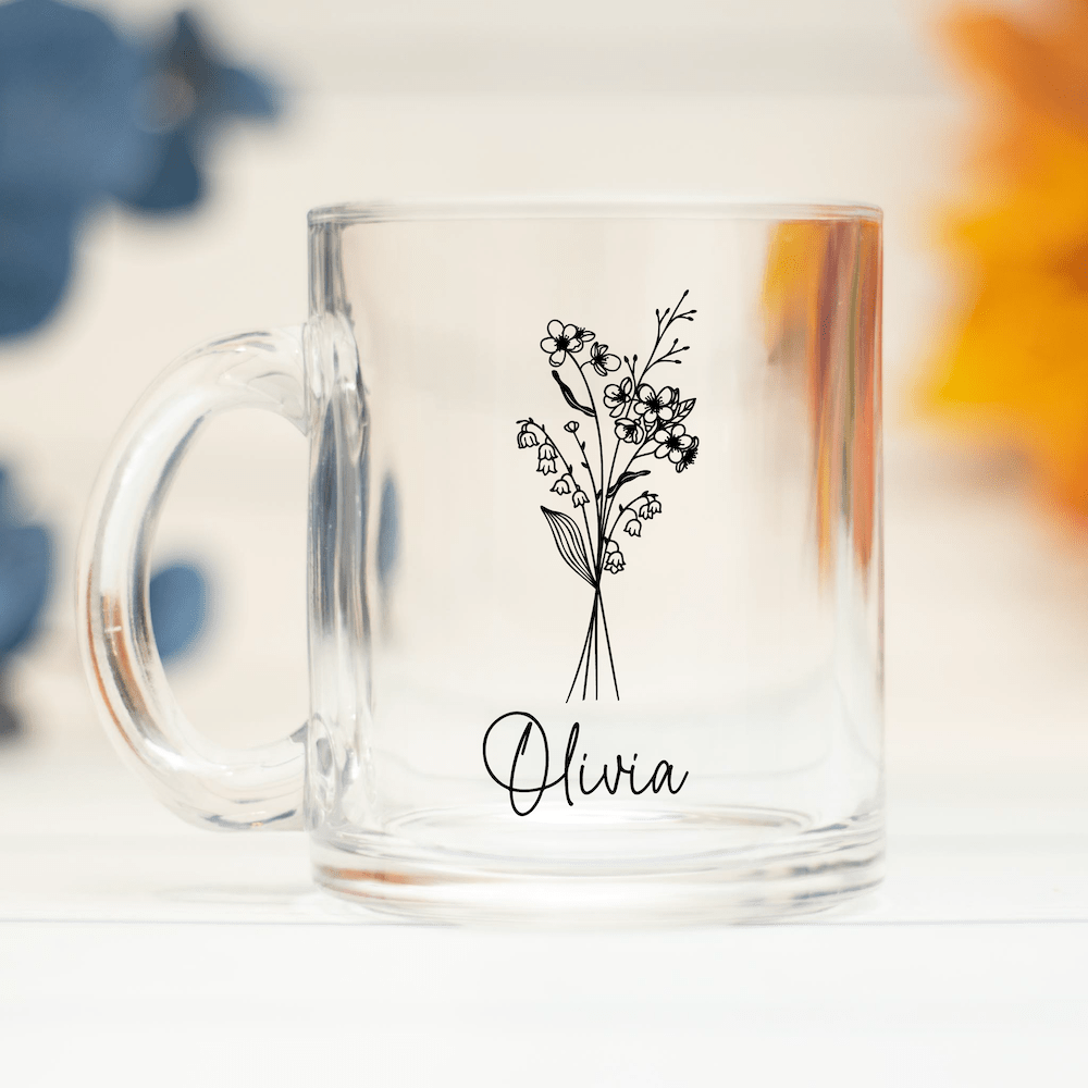 Birth Flower Glass Mug