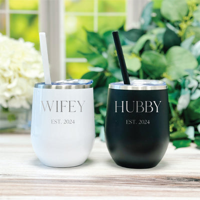 Personalized Mr and Mrs Wine Tumbler Gift Set - Barn Street Designs