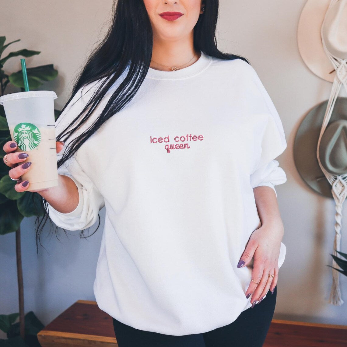 Iced Coffee Queen Embroidered Sweatshirt