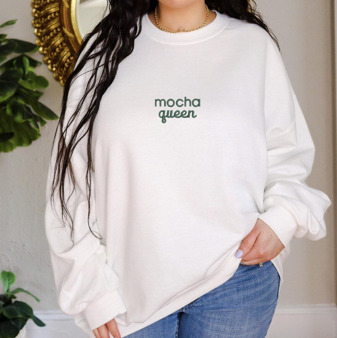 Mocha Queen Embroidered Sweatshirt