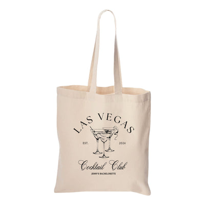 a canvas bag with las vegas cocktail club logo