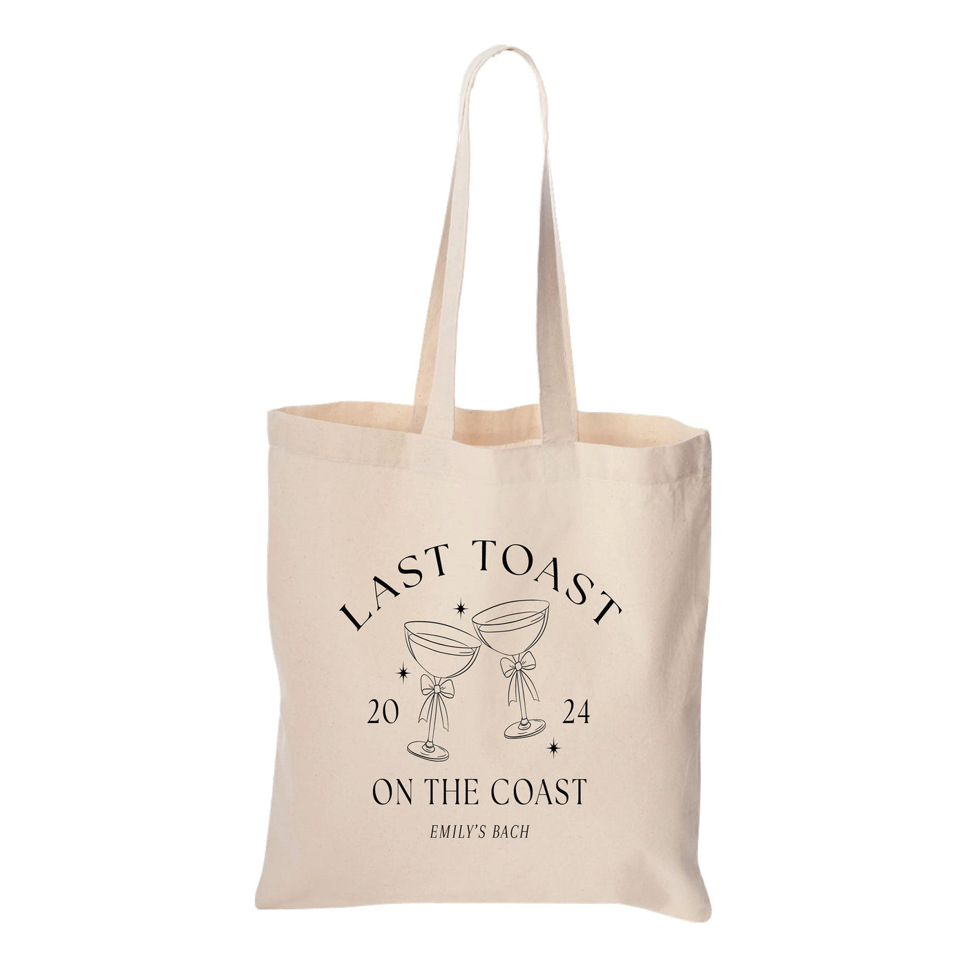 Last Toast on the Coast Bachelorette Canvas Tote Bag - Bags for Bridesmaids, Bachelorette Tote Bag, Personalized Bachelorette Favor Bag