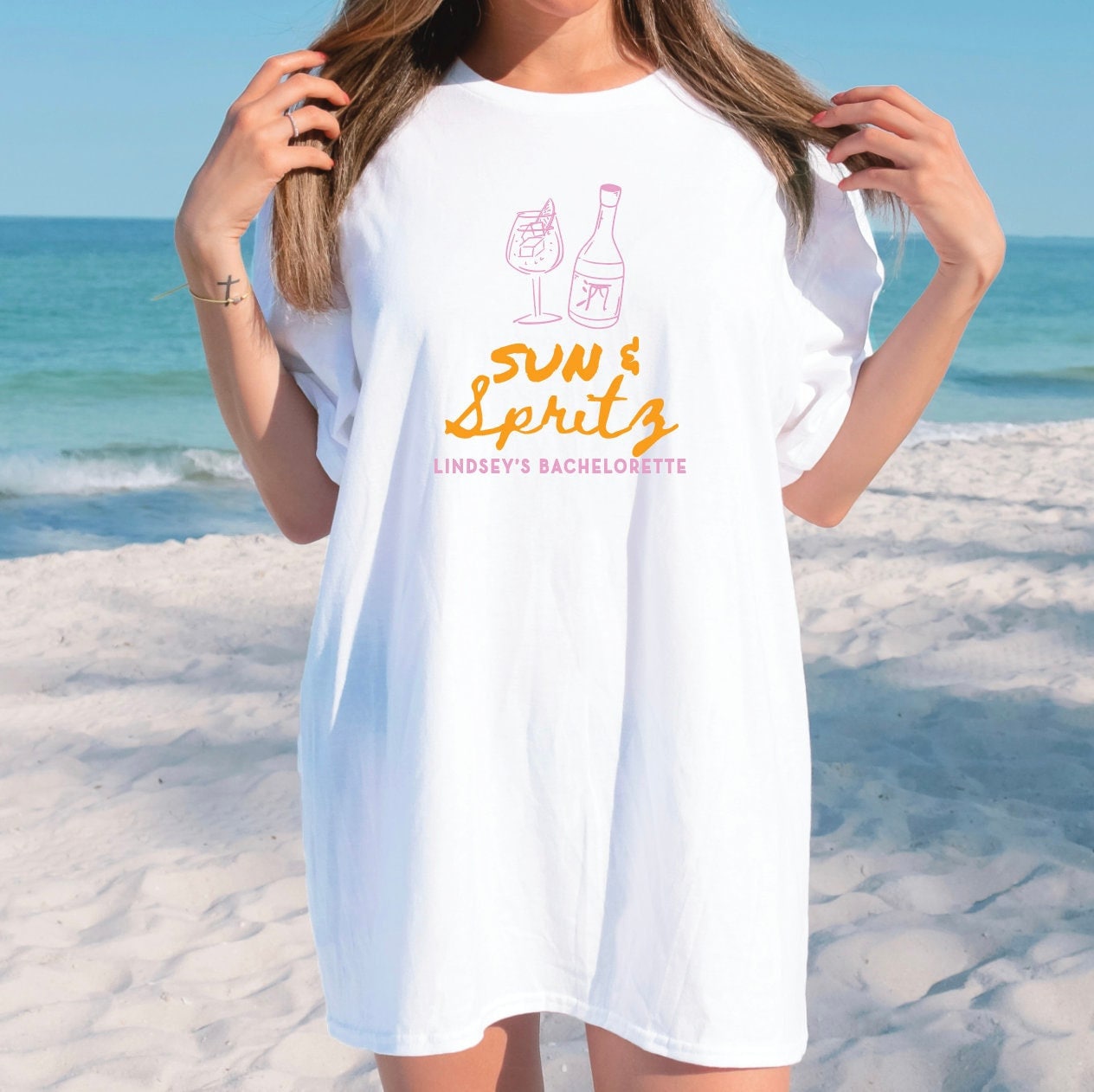 Sun & Spritz Bachelorette T-Shirt - Bachelorette Party Shirts, Luxury Shirts, 1717 Comfort Colors, Custom Bachelorette Shirts