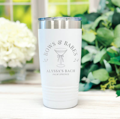 Bows and Babes Personalized Tumbler, Bridesmaid Gift Tumbler, Personalized Coffee Tumbler, Bachelorette Party Tumbler