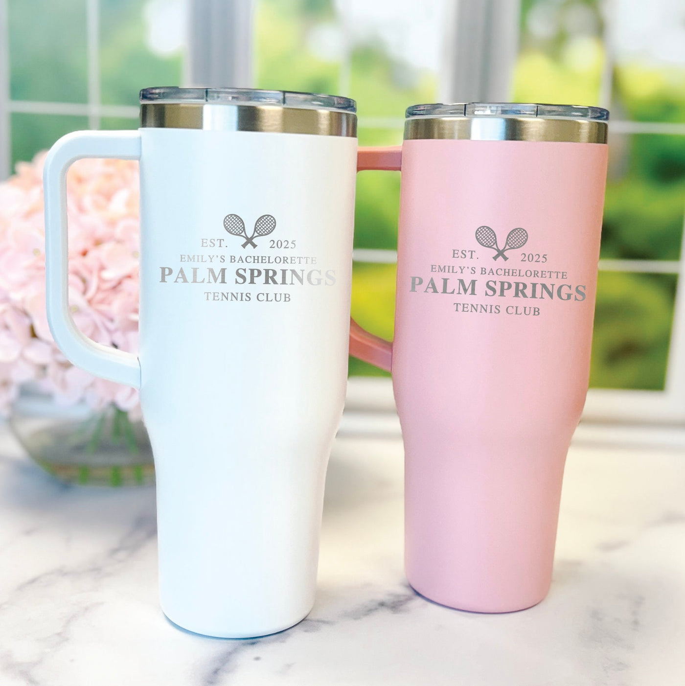 Tennis Club Bachelorette Party Personalized 40oz Tumbler - Custom Bridesmaid Tumbler, 40oz Tumbler with Handle and Straw