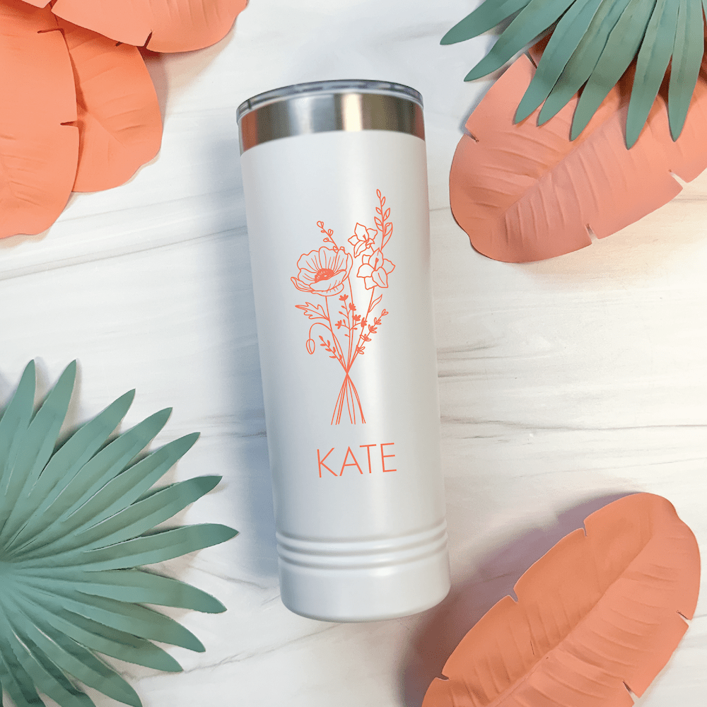 Birth Flower Personalized Printed Tumbler