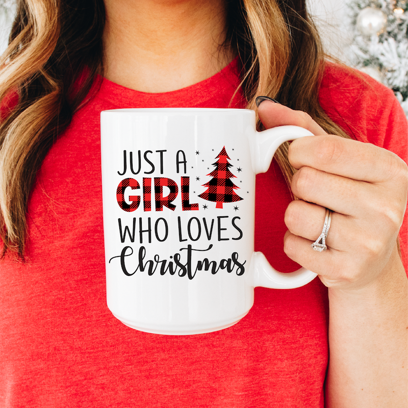 Just a Girl Who Loves Christmas Coffee Cup - Barn Street Designs