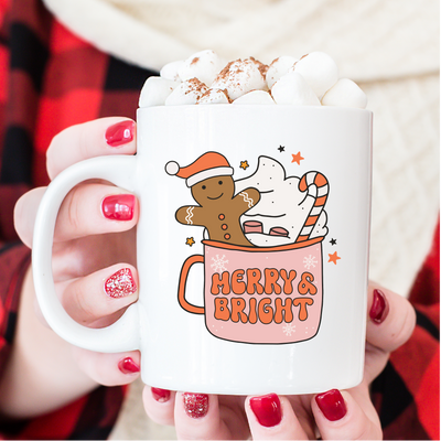 Retro Merry & Bright Christmas Coffee Mug - Barn Street Designs