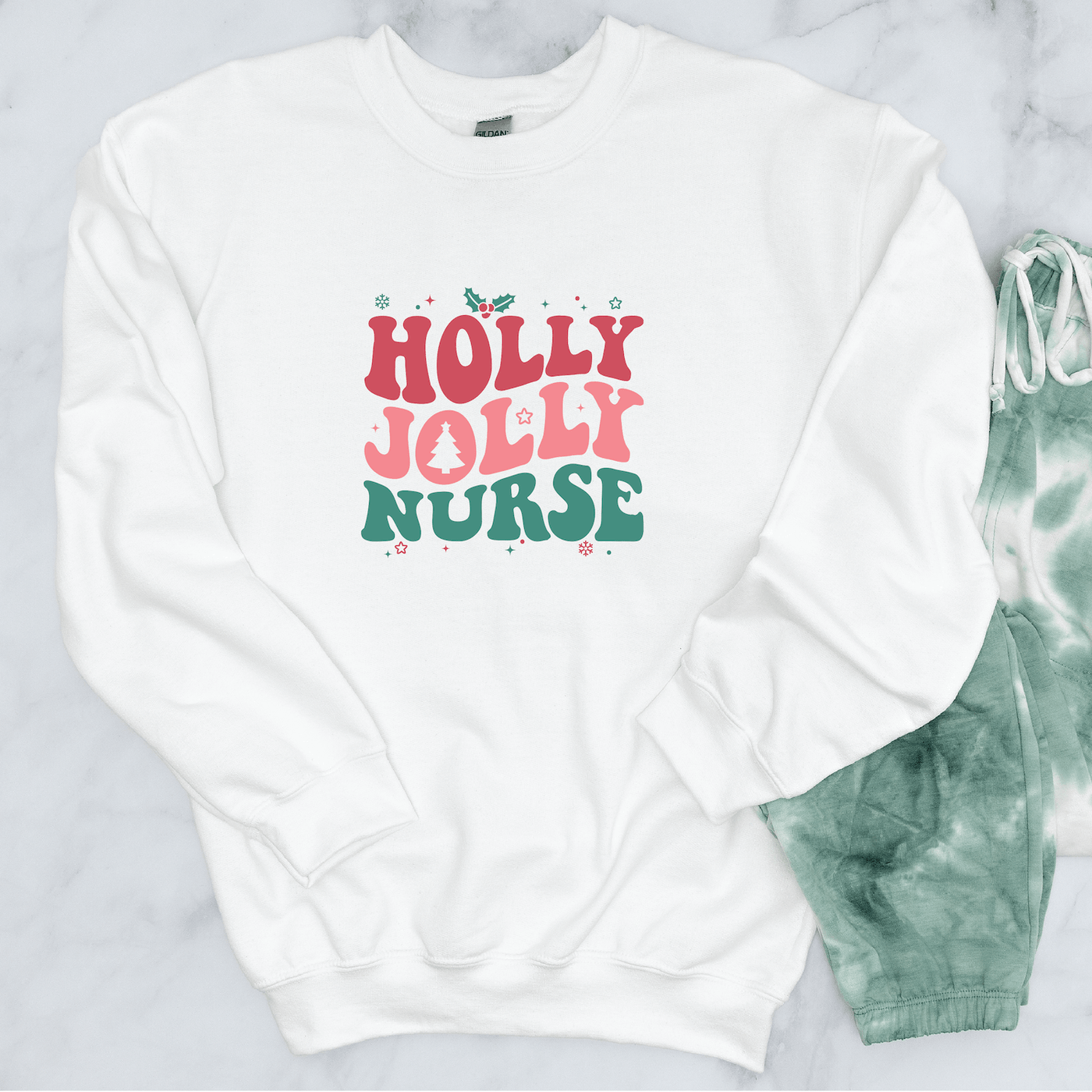 Holly Jolly Nurse Retro Sweatshirt - Barn Street Designs