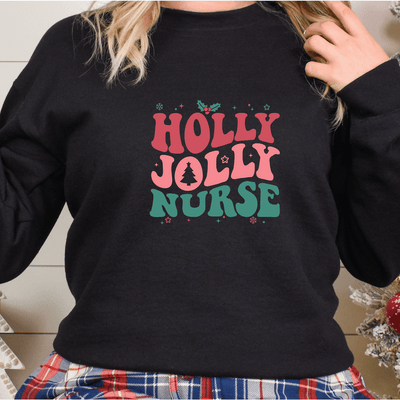 Holly Jolly Nurse Retro Sweatshirt - Barn Street Designs