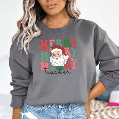 Merry Teacher Sweatshirt - Barn Street Designs
