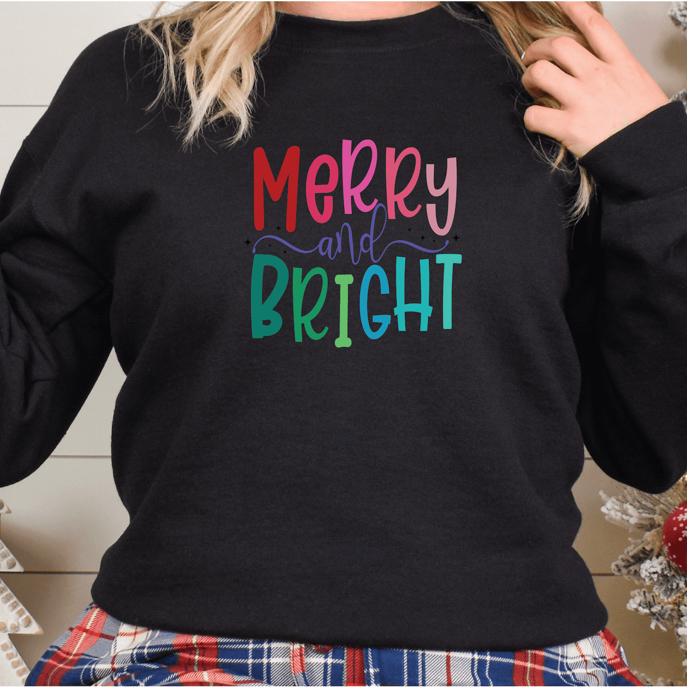 Merry and Bright Sweatshirt - Barn Street Designs