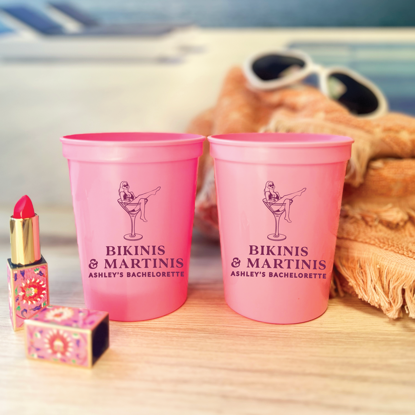 Bikinis and Martinis Bachelorette Stadium Cups