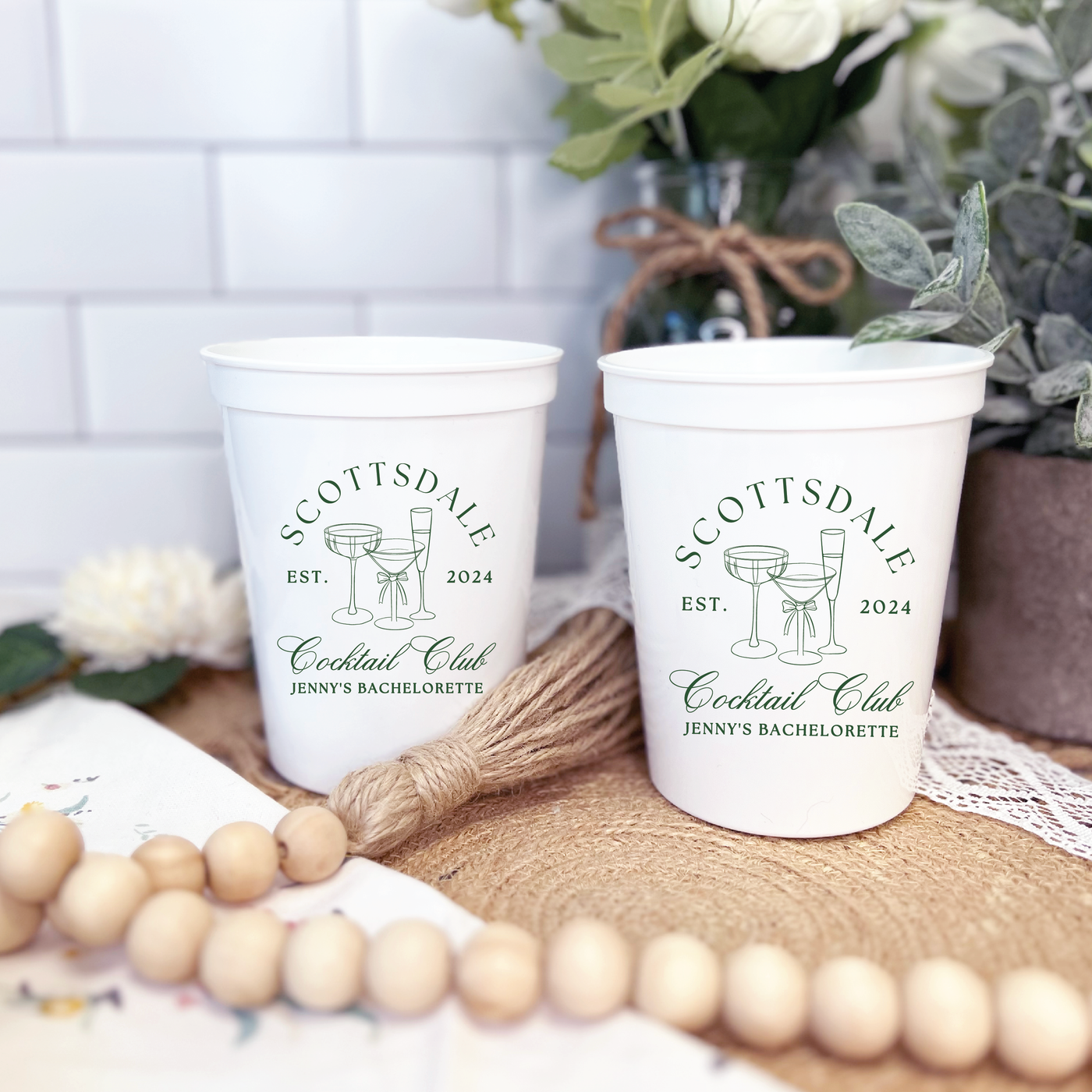 Custom Location Cocktail Club Bachelorette Stadium Cups