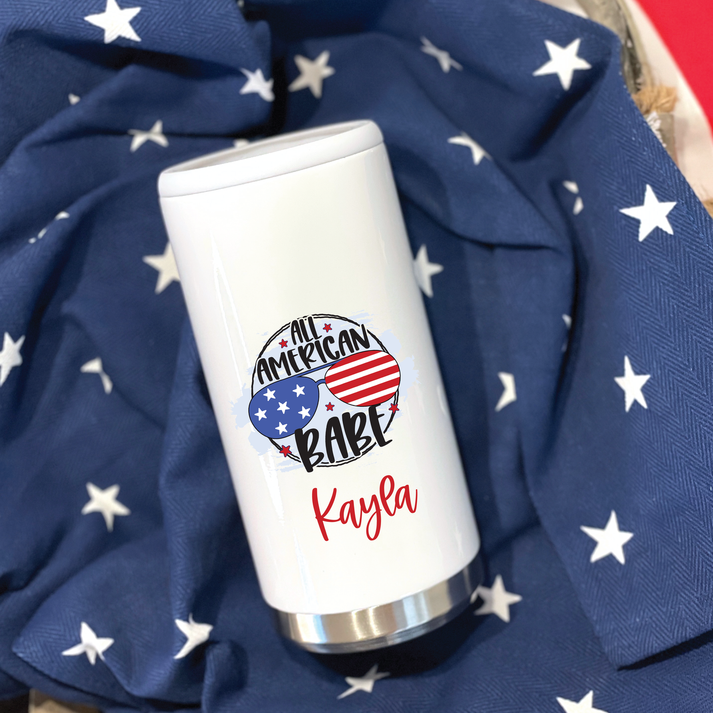 All American Babe Skinny Can Coolers - Barn Street Designs