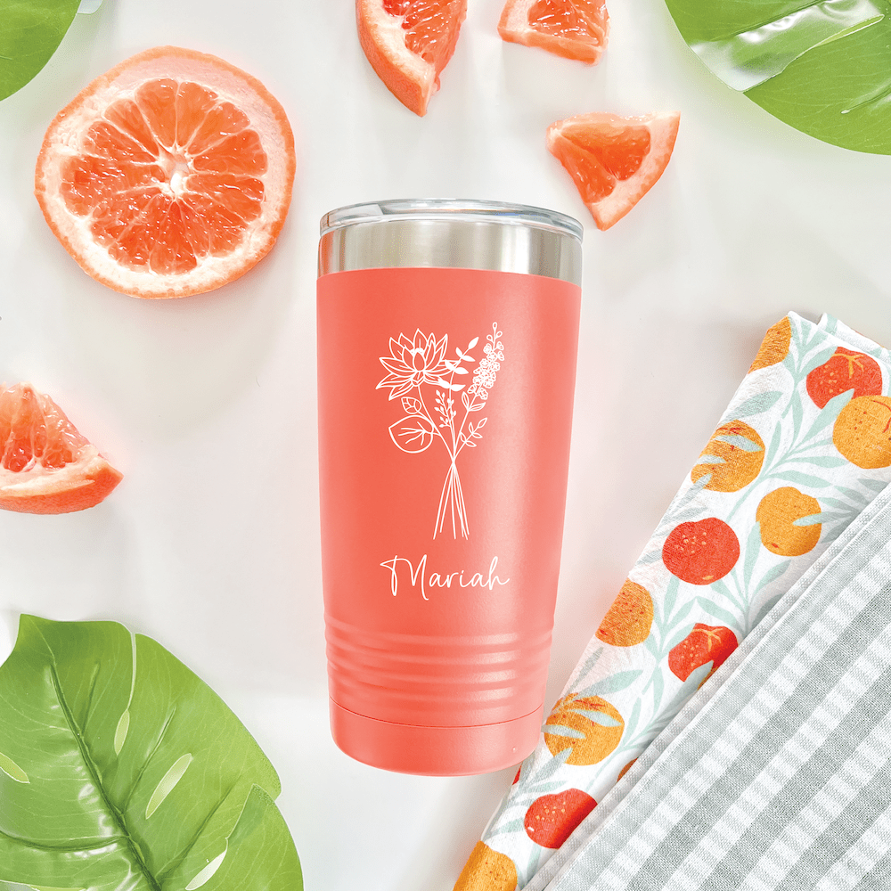 Birth Flower Personalized Printed Tumbler