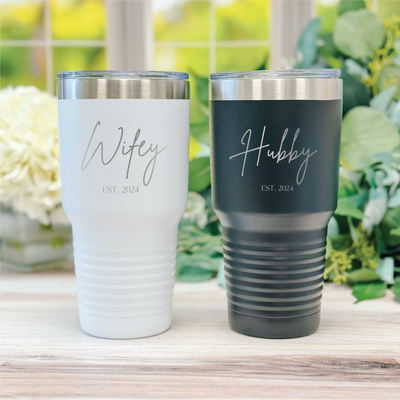 Personalized Mr and Mrs Tumbler Gift Set - Barn Street Designs