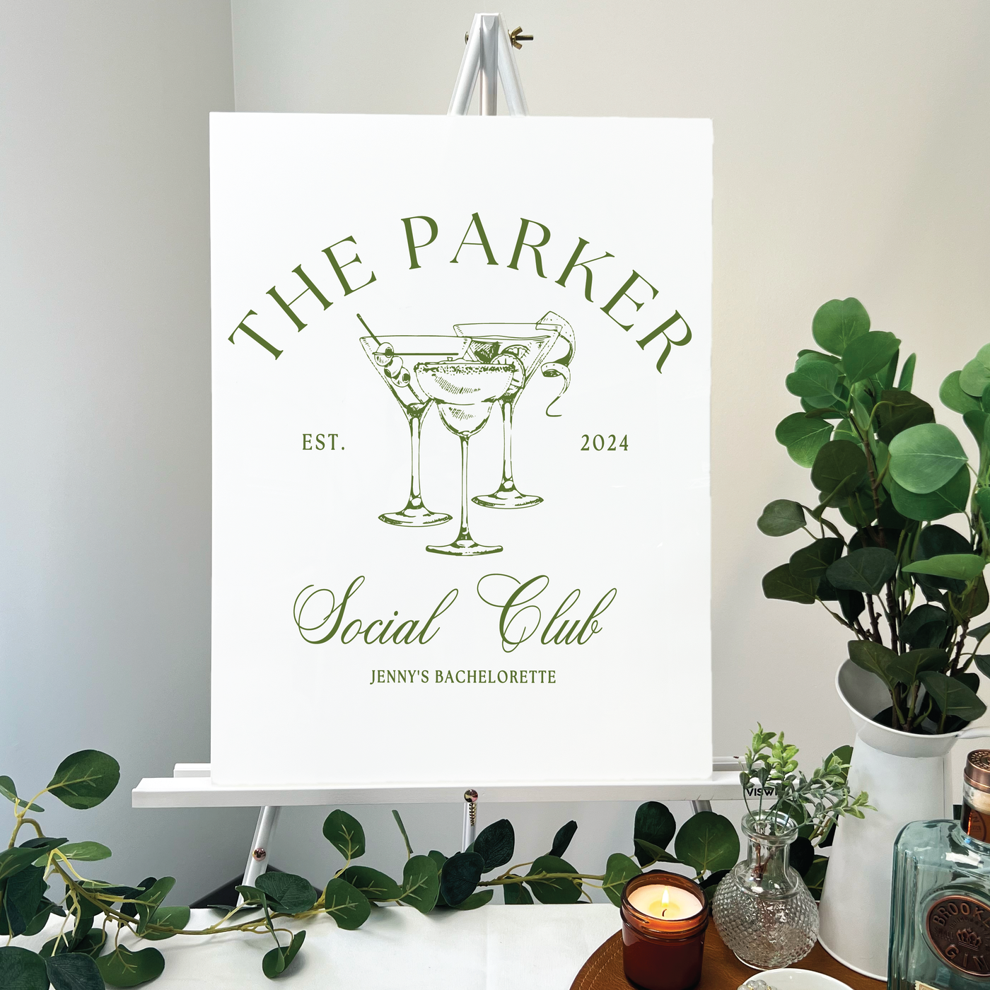 Social Club Acrylic Bachelorette Sign