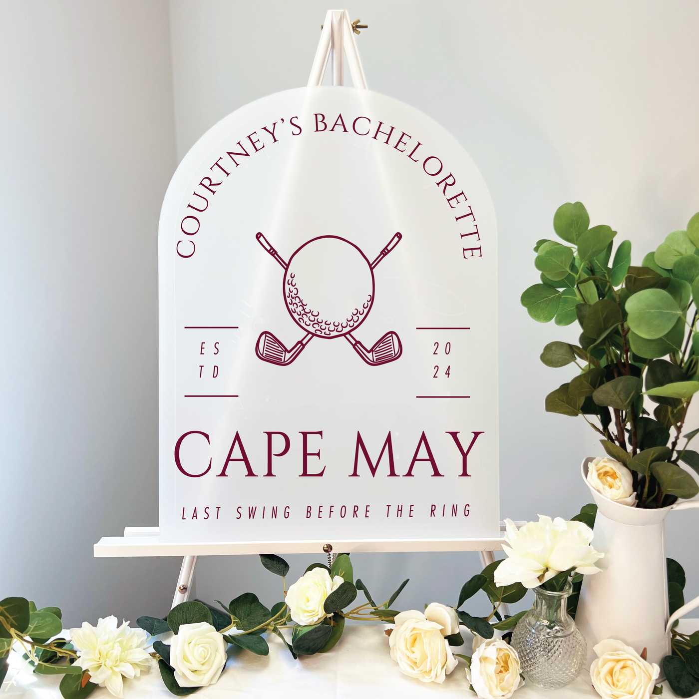 Last Swing Before The Ring Acrylic Bachelorette Sign