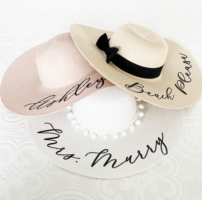 Personalized Beach Hat with Trim - Barn Street Designs